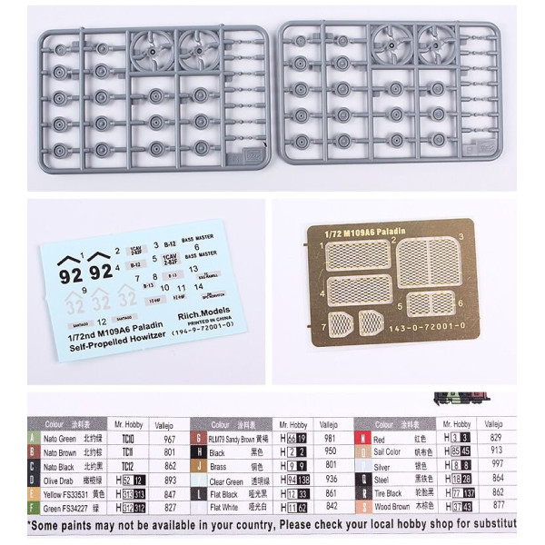 US Army M109A6 Paladin 155mm Howitzer 1/72 Riich 72001