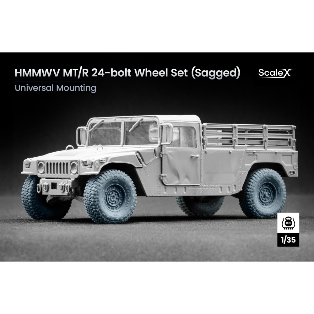HMMWV MT/R 24-bolt Sagged wheel set  "ICM" (3D Print) 1/35 ScaleX WM 35001S
