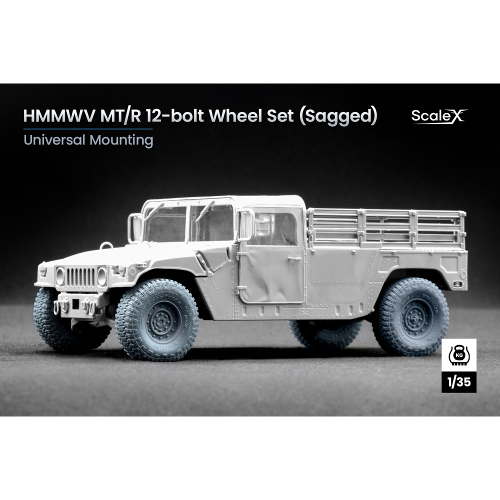 HMMWV MT/R 12-bolt Sagged wheel set  "ICM" (3D Print) 1/35 ScaleX WM 35002S