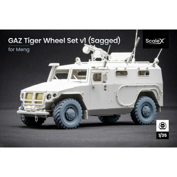 GAZ Tiger V1 Sagged wheel set  "Meng" (3D Print) 1/35 ScaleX WM 35015S