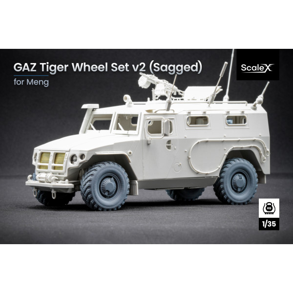 GAZ Tiger V2 Sagged wheel set (with shield) "Meng" (3D Print) 1/35 ScaleX WM 35016S