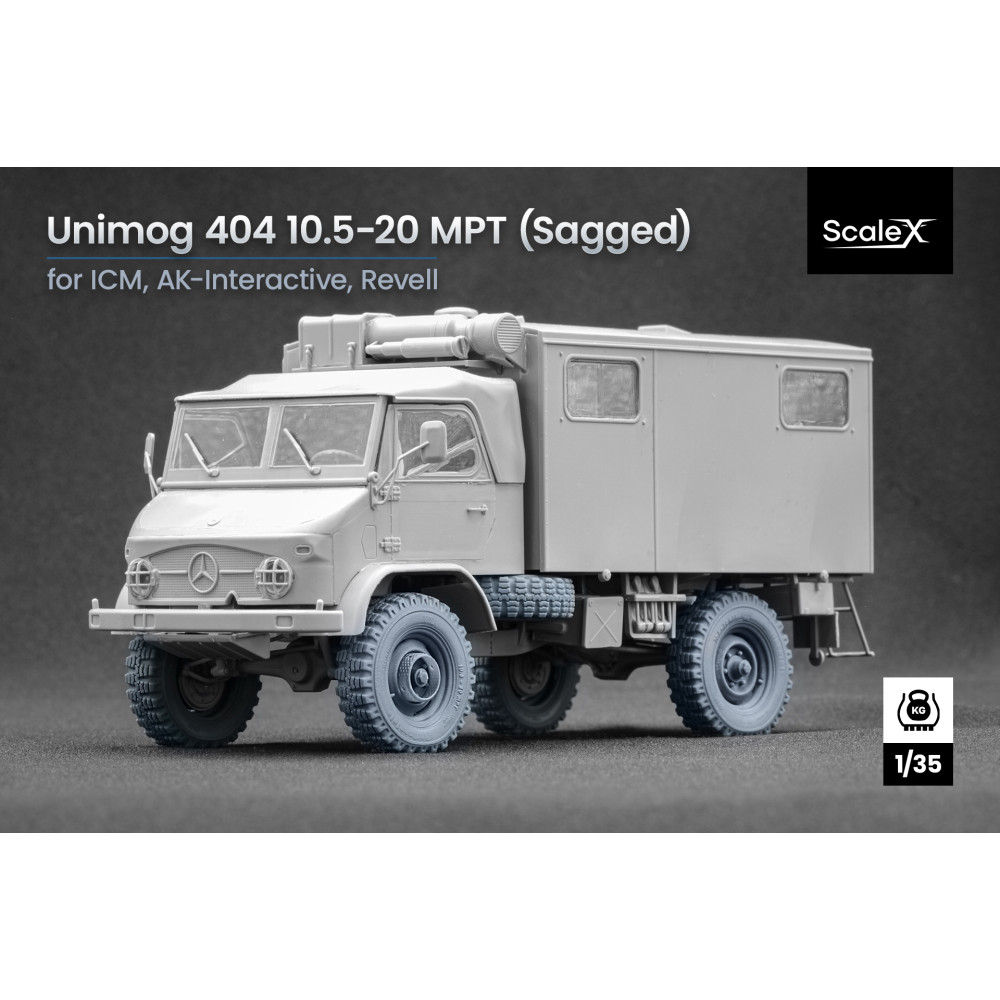 Unimog 404 10.5-20 MPT Sagged wheel set "ICM , AK , Revell" (3D Print) 1/35 ScaleX WM 35022S