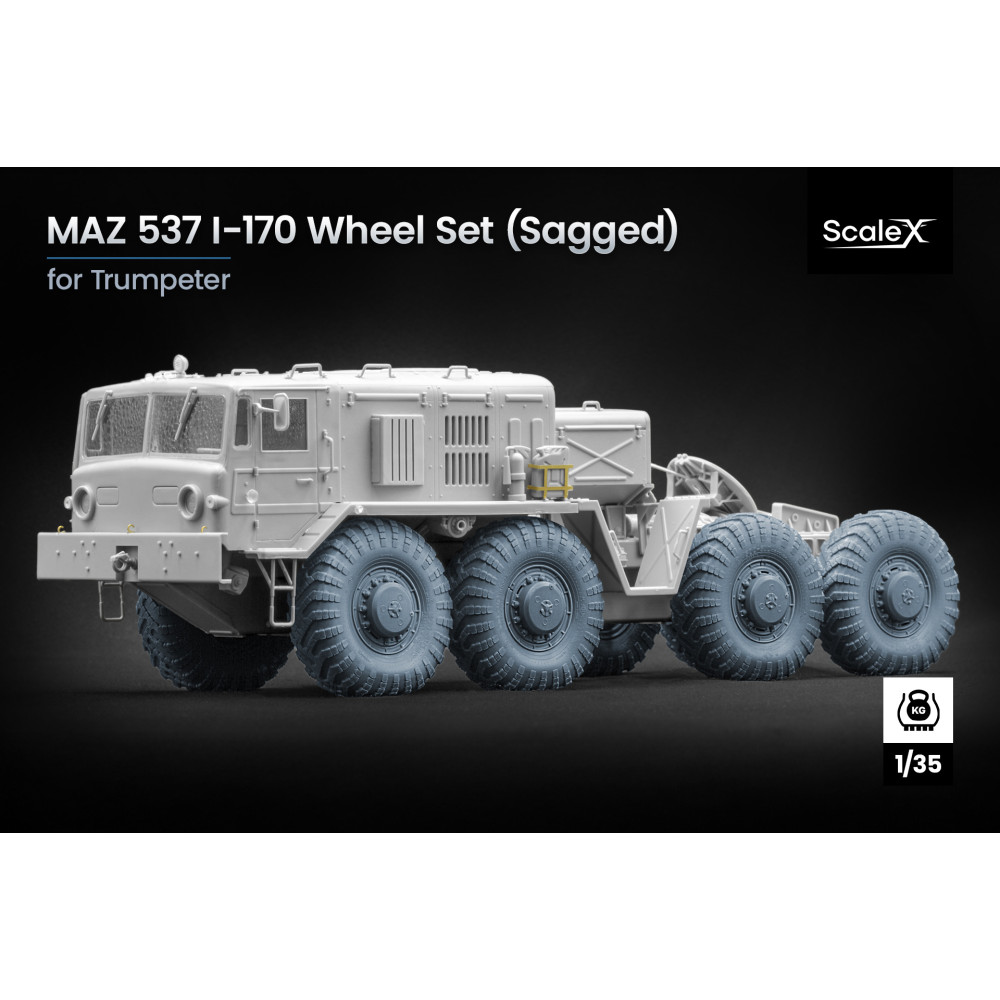 MAZ 537 I-170 Sagged wheel set "Trumpeter" (3D Print) 1/35 ScaleX WM 35027S