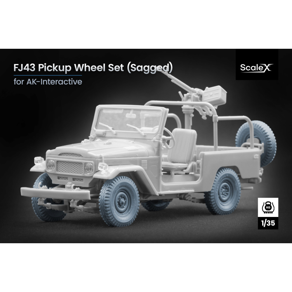 FJ43 pickup Sagged wheel set "Ak-interactive" (3D Print) 1/35 ScaleX WM 35033S