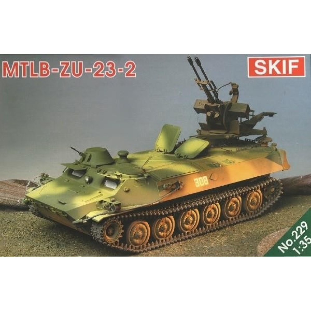 MT-LB tracked armored personnel carrier with anti-aircraft installation ZU-23-2  1/35 Skif mk229