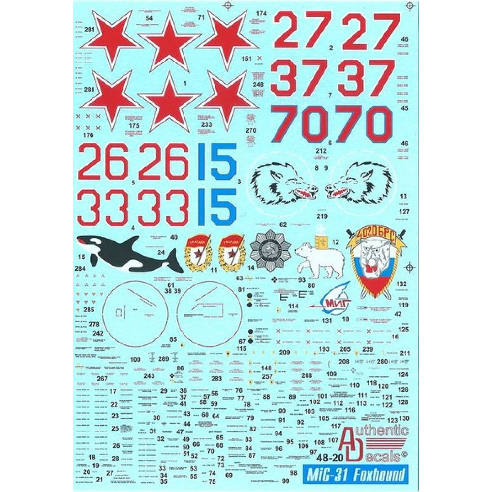 MiG-31 Foxhound 1/48 Authentic Decals 4820