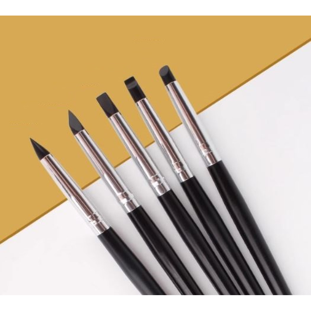 Set of latex brushes for wiping, shading (5 pcs) GJ-194