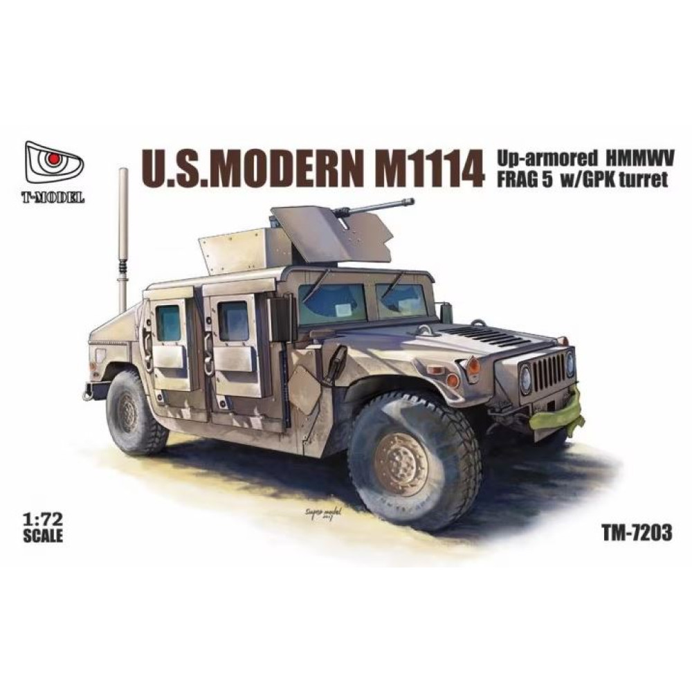 U.S. Modern HMMWV M1114 FRAG 5 w/ GPK Turret 1/72 T-Model TM7203