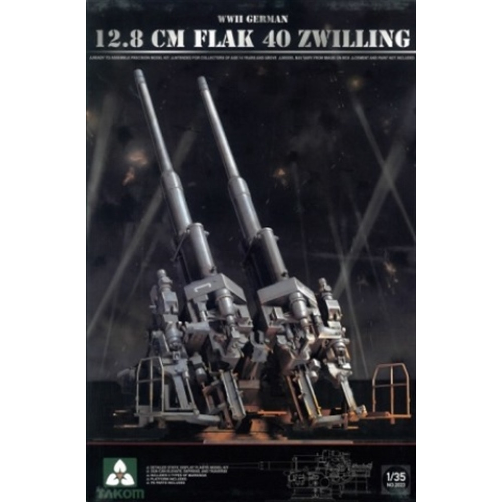  German 12,8 cm Flak 40 Zwilling  1/35 Takom 2023