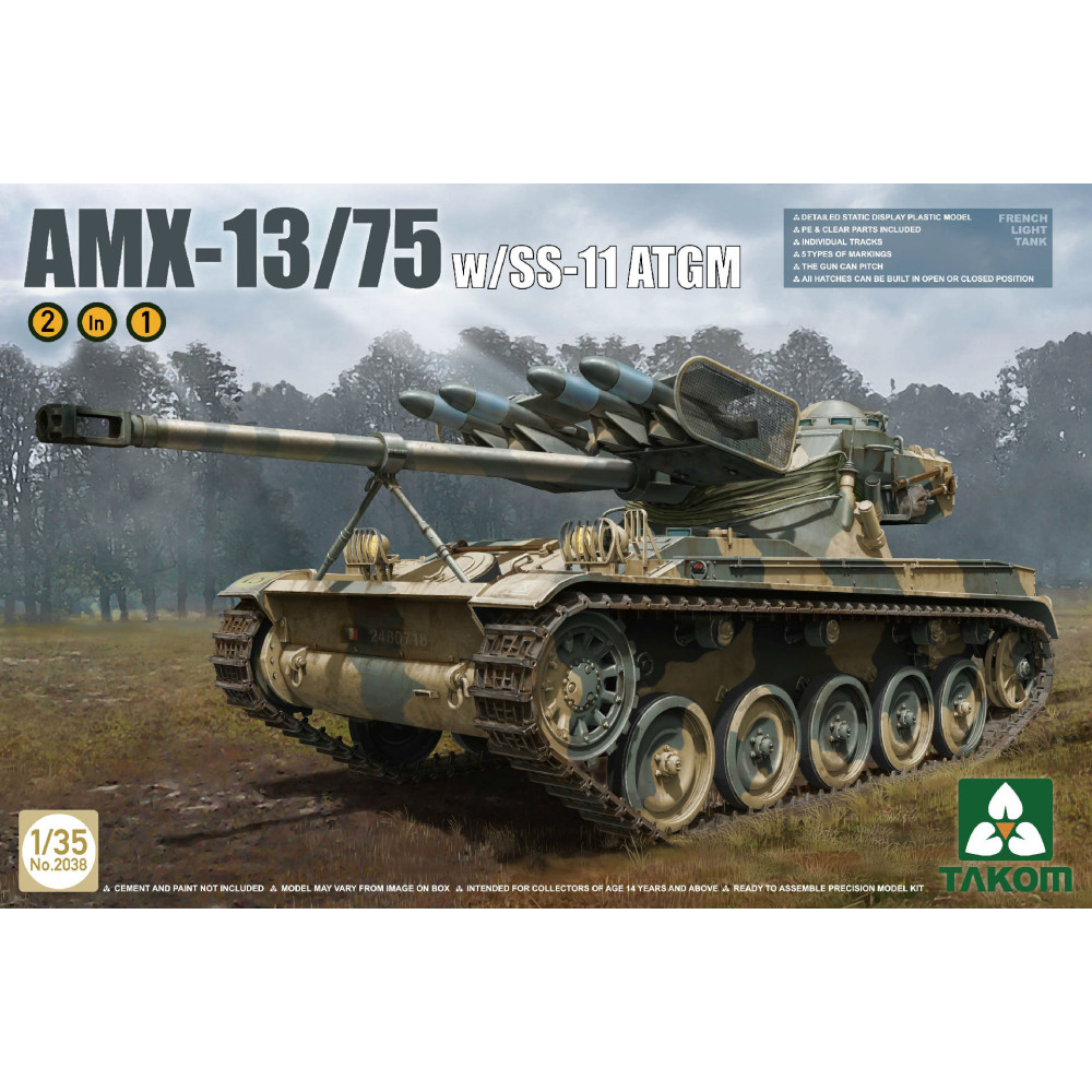 AMX-13/75 SS11 ATGM French Light Tank  1/35 Takom 2038