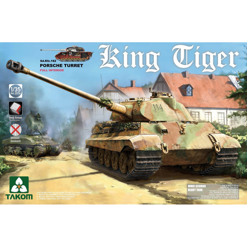 Sd.Kfz.182 King Tiger Porsche Turret Full Interior with new track parts 1/35 Takom 2074