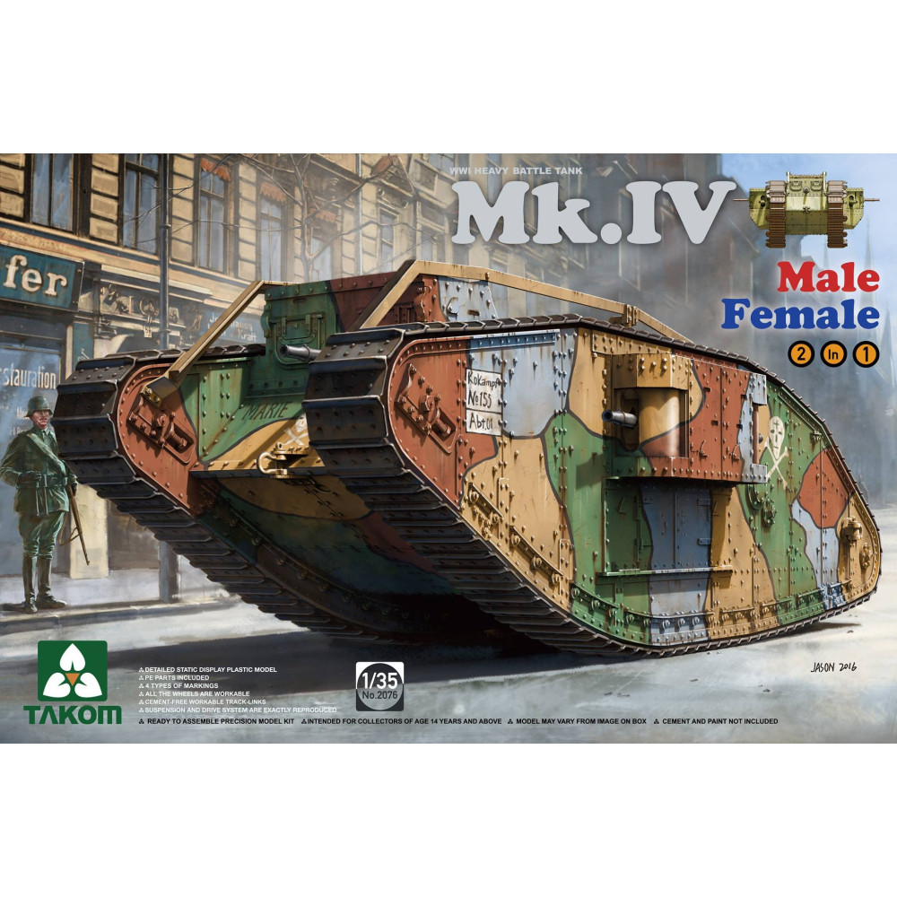 British Tank Mk.IV WWI “Male/Female 2 in 1”  1/35 Takom 2076