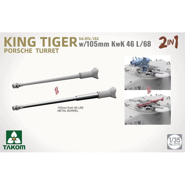 King Tiger Porsche w/105-mm KwK 46 L/68 1/35 Takom 2178