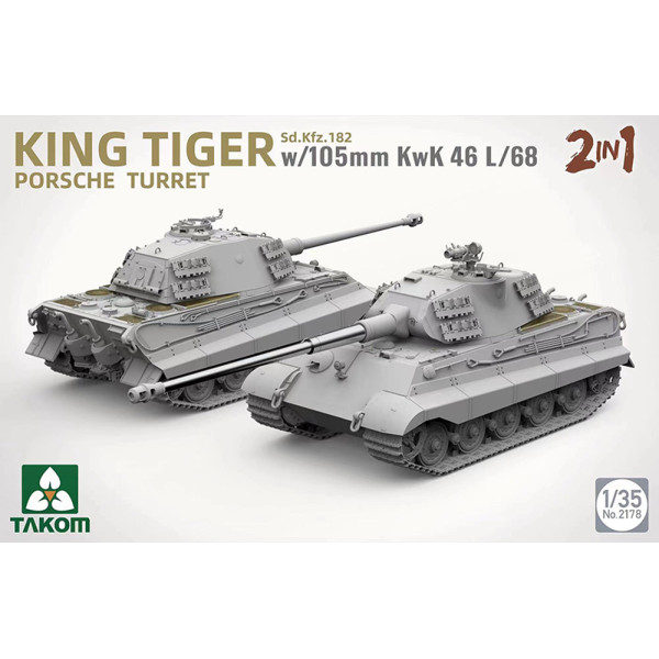 King Tiger Porsche w/105-mm KwK 46 L/68 1/35 Takom 2178