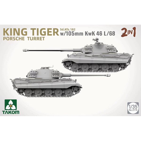 King Tiger Porsche w/105-mm KwK 46 L/68 1/35 Takom 2178