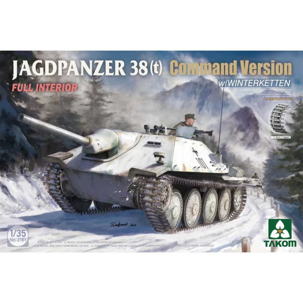 Jagdpanzer 38(t) Hetzer - Command Version with Winterketten Full Interior  1/35 Takom 2181