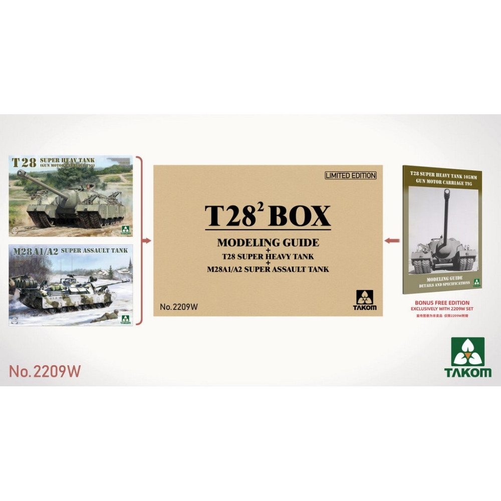 Набір надважкий танк T28 + Super Assault Tank M28 A1/A2 + Посібник з моделювання 1/35 Takom 2209W