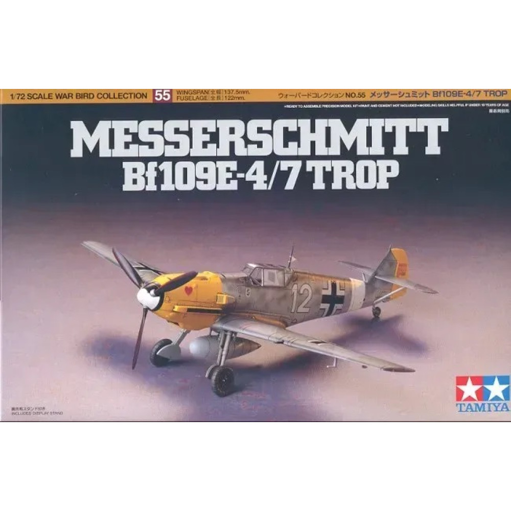 Messerschmitt Bf109E-4/7 Trop - model kit of a German fighter 1/72 Tamiya 60755