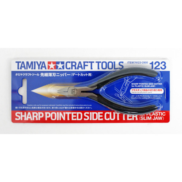 Craft Tools Sharp Pointed Side Cutter for Plastic (Slim Jaw) Tamiya 74123