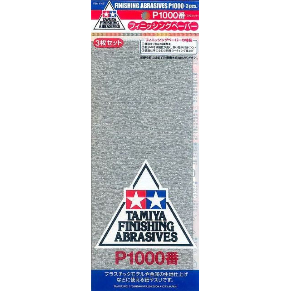 High-quality sandpaper for modeling P1000 (3pcs) Tamiya 87057