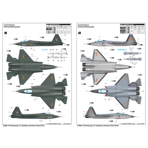 Китайський винищувач 5го покоління Shenyang J-31 Gyrfalcon 1/72 Trumpeter 01666