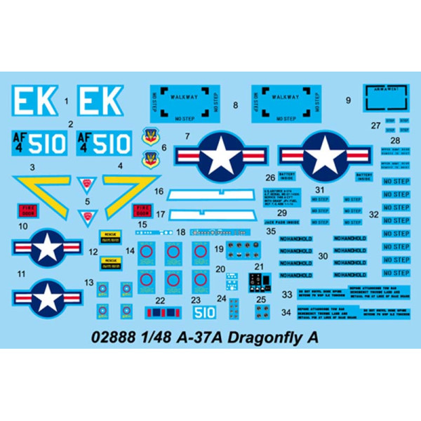 Американський літак A-37A Dragonfly light ground-attack aircraft 1/48 Trumpeter 02888