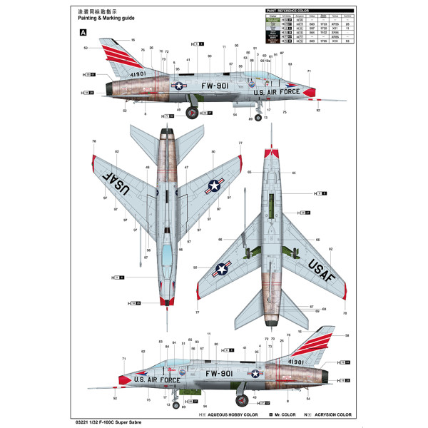F-100C Super Sabre винищувач-бомбардувальник 1/32 Trumpeter 03221