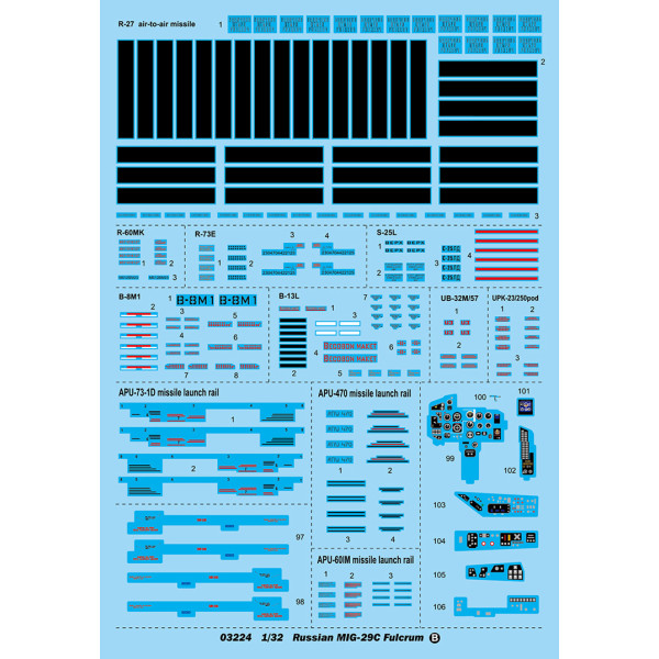 Mig 29C Fulcrum (Scale model kit) 1/32 Trumpeter 03224