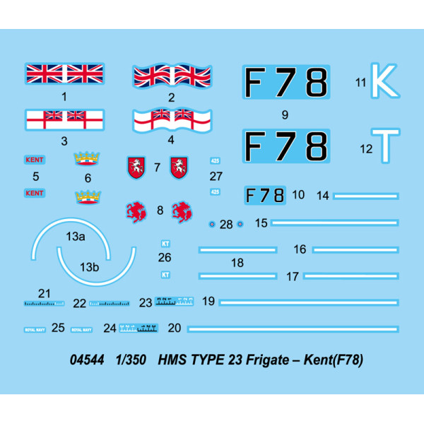 Англійський фрегат HMS тип 23 Frigate - Kent (F78) 1/350 Trumpeter 04544