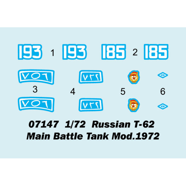 Russian T-62 Main Battle Tank 1972 1/72 Trumpeter 07147