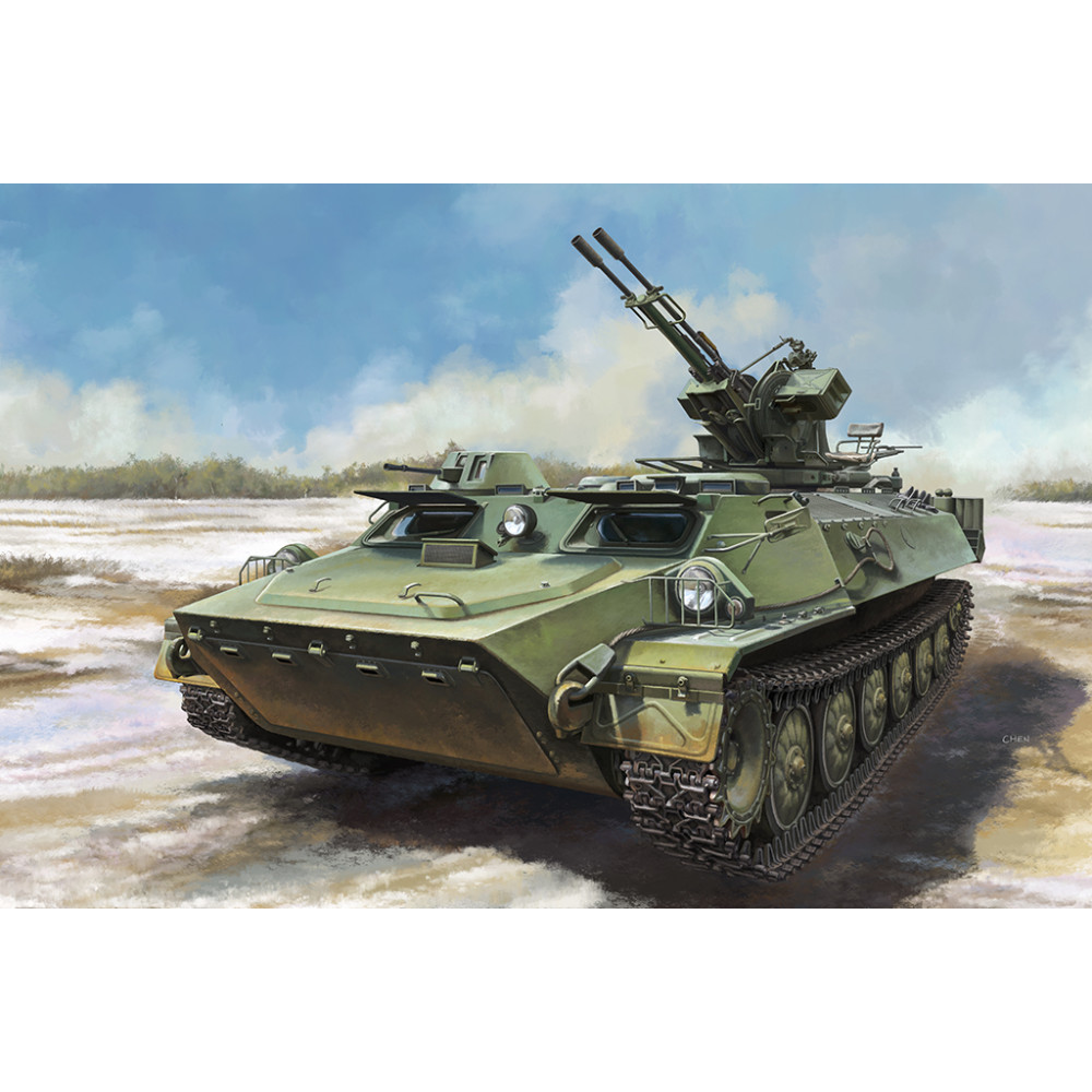 MT-LB armored transport vehicle equipped with Zu-23-2 anti-aircraft gun 1/35 Trumpeter  09618