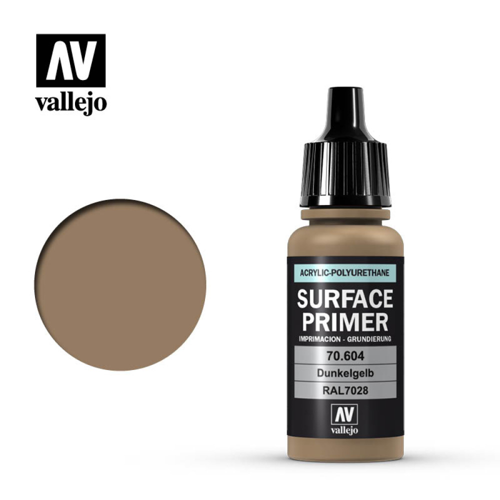 Surface Primer Acrylic-Polyurethane German Dark Yellow RAL 7028 Vallejo 70604