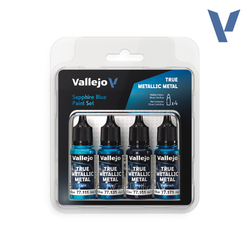 Набір фарб Sapphire Blue  True Metallic Metal  (4x18мл) Vallejo 77256
