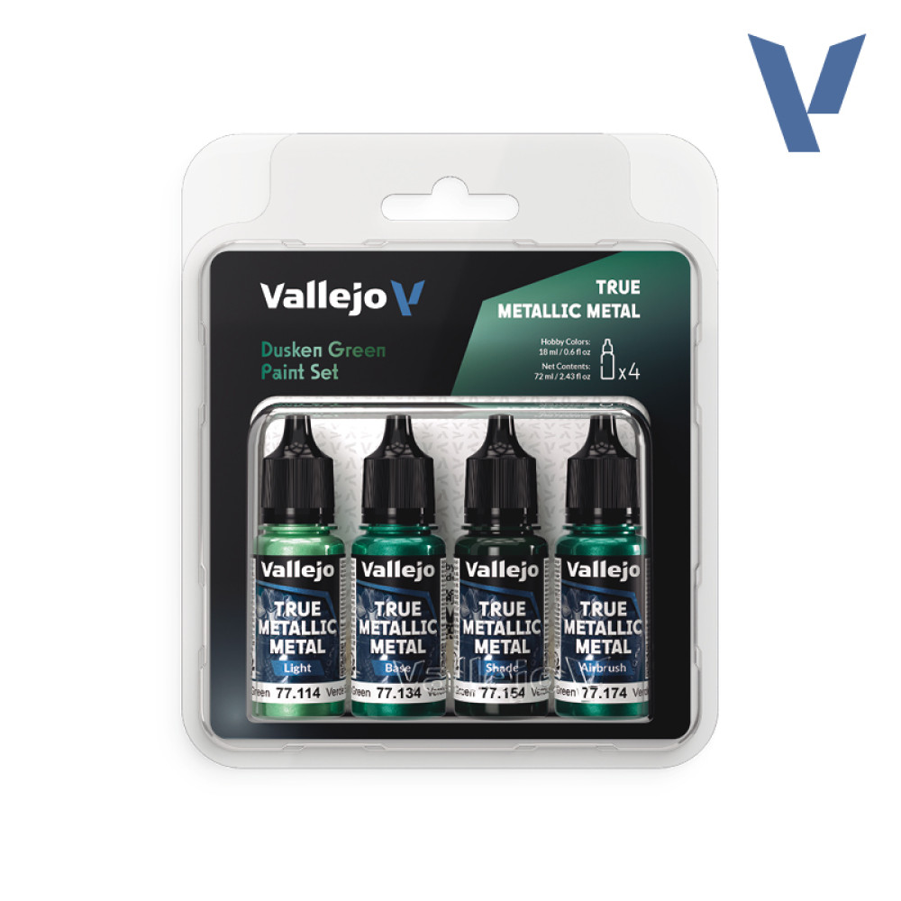 Набір фарб Dusken Green  True Metallic Metal  (4x18мл) Vallejo 77257