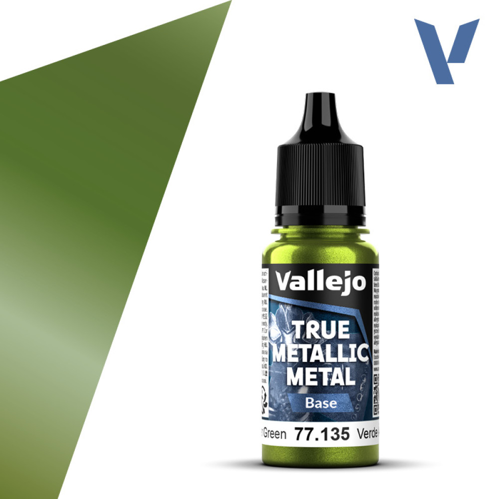 Акрилова фарба Бурштиново-зелений Базовий (Amber Green Base) 77.135 Vallejo True Metallic Metal (18мл)