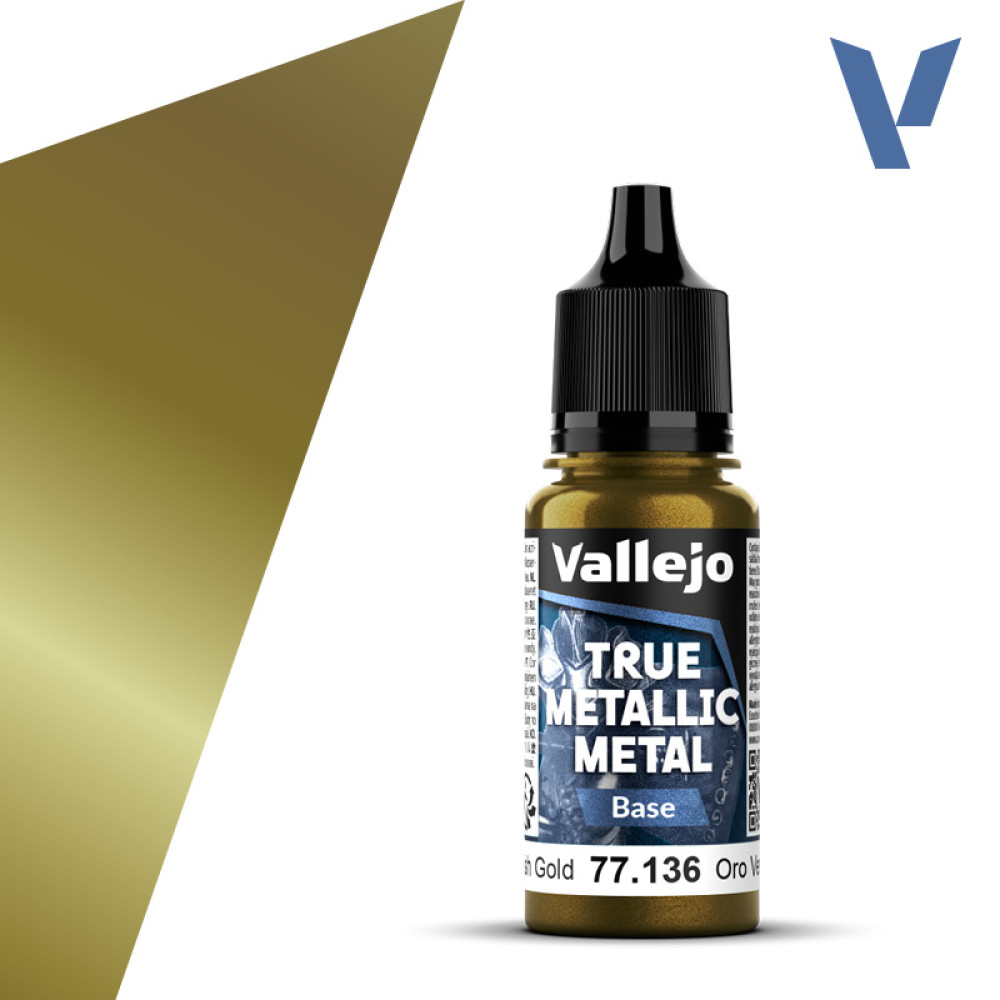 Акрилова фарба Зеленувато-золотий Базовий (Greenish Gold Base) 77.136 Vallejo True Metallic Metal (18мл)