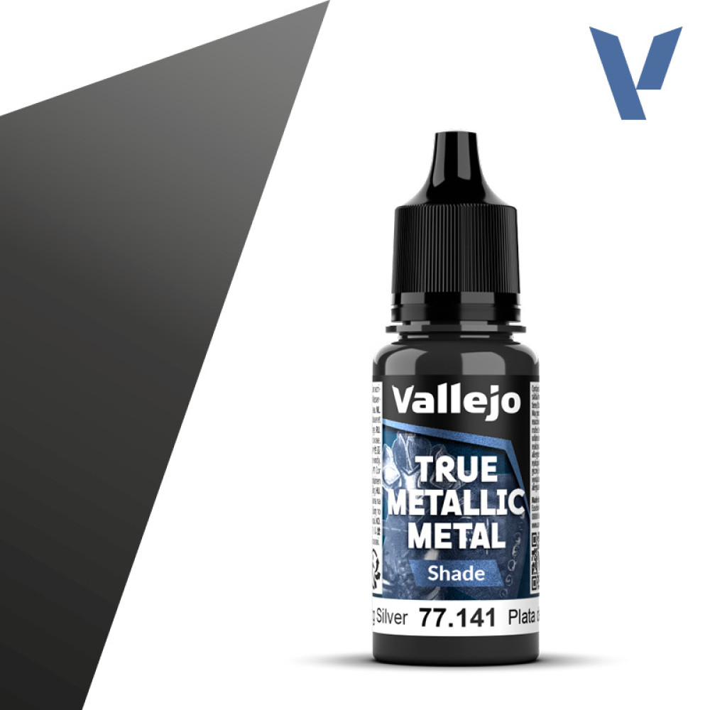 Акрилова фарба Стерлінгове срібло Темний тон (Sterling Silver Shade) 77.141 Vallejo True Metallic Metal (18мл)