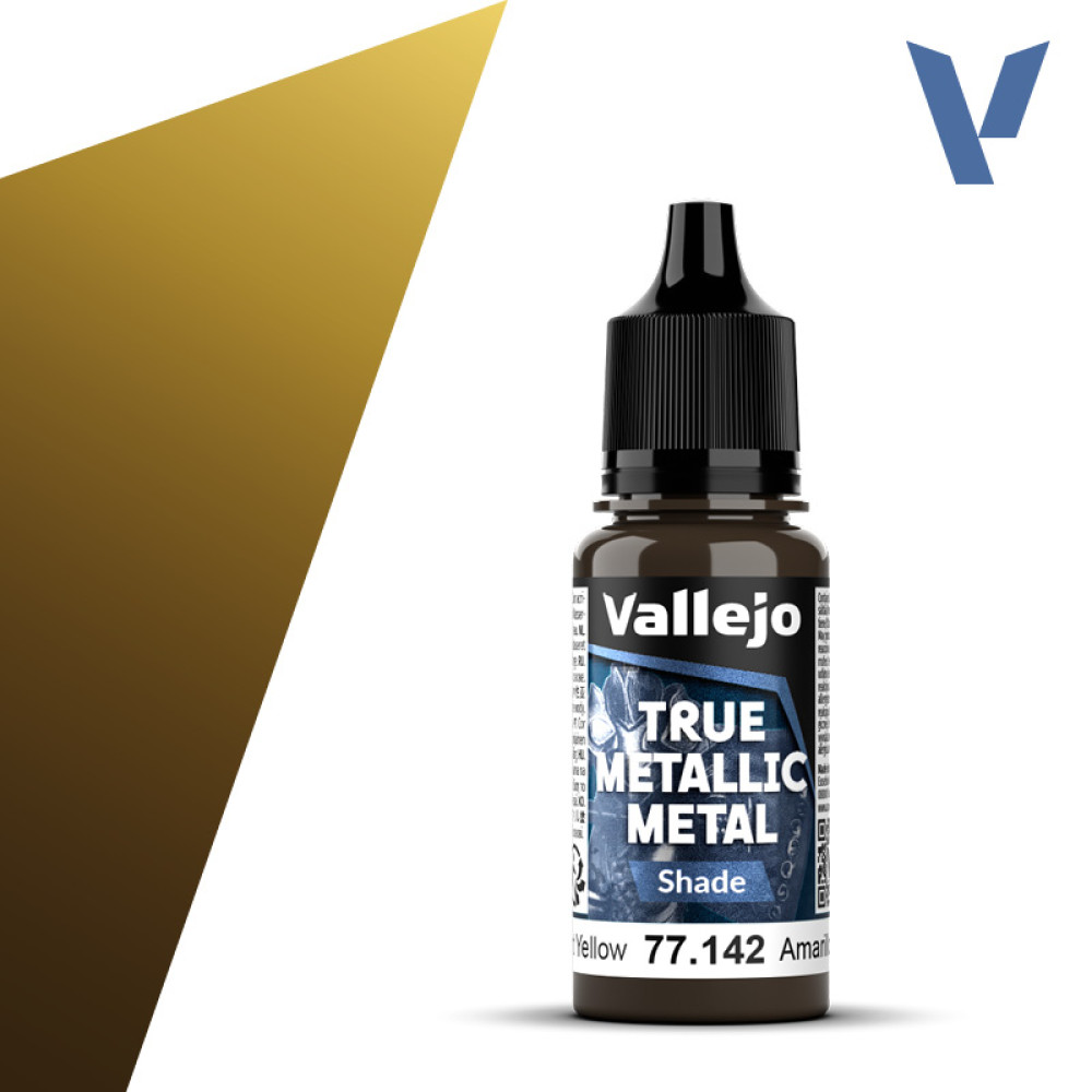 Акрилова фарба Сяючий жовтий Темний тон (Radiant Yellow Shade) 77.142 Vallejo True Metallic Metal (18мл)