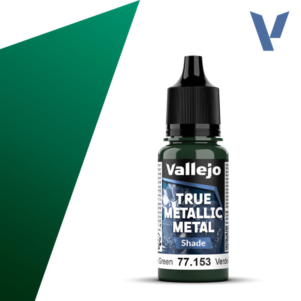 Акрилова фарба  Жуко-зелений Темний тон (Beetle Green Shade) 77.153 Vallejo True Metallic Metal (18мл)