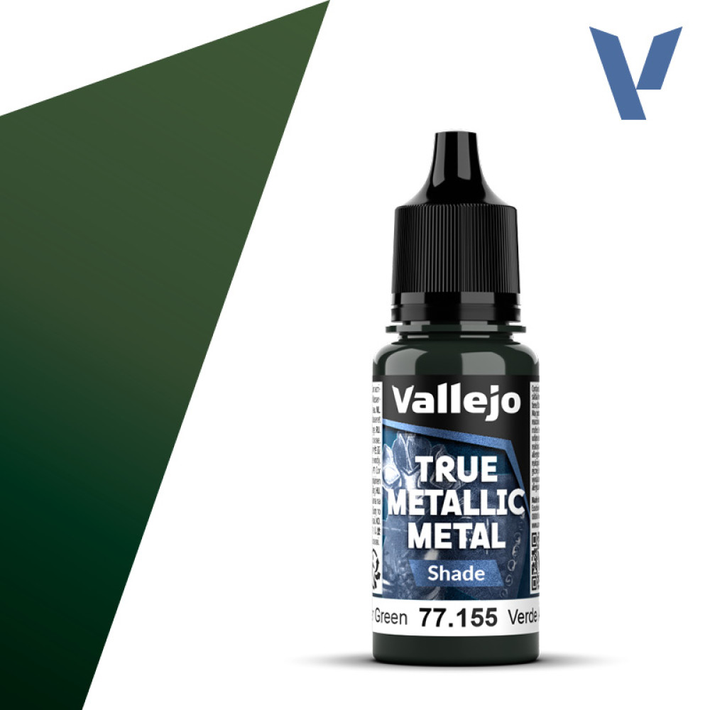 Акрилова фарба  Бурштиново-зелений Темний тон (Amber Green Shade) 77.155 Vallejo True Metallic Metal (18мл)