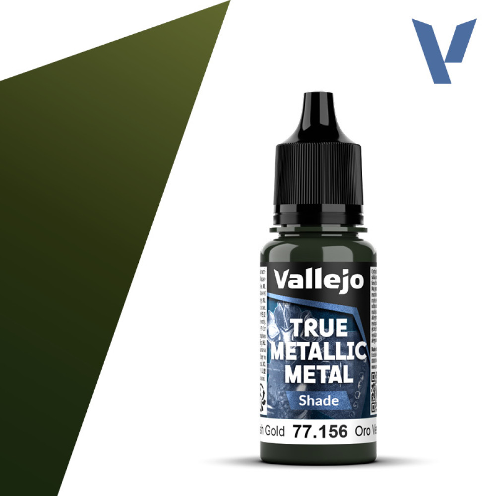 Акрилова фарба  Зеленувато-золотий Темний тон (Greenish Gold Shade) 77.156 Vallejo True Metallic Metal (18мл)