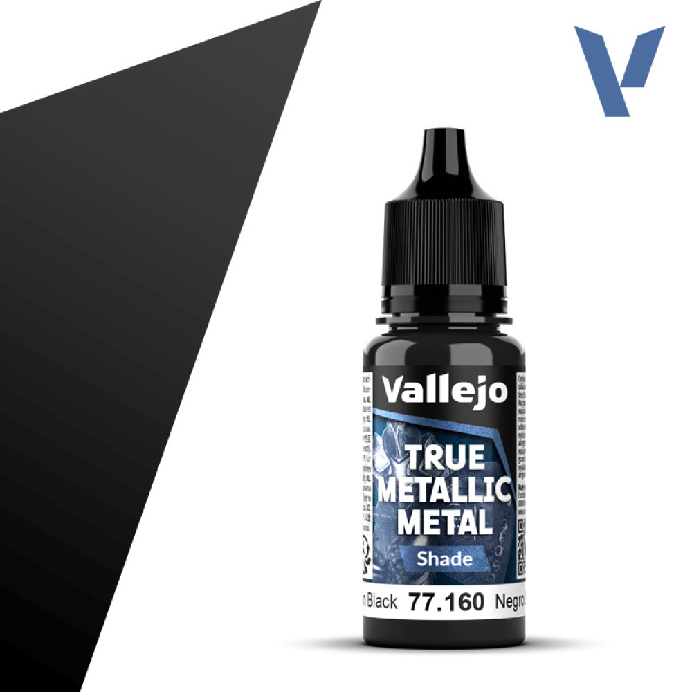 Акрилова фарба  Обсидіаново-чорний Темний тон (Obsidian Black Shade) 77.160 Vallejo True Metallic Metal (18мл)