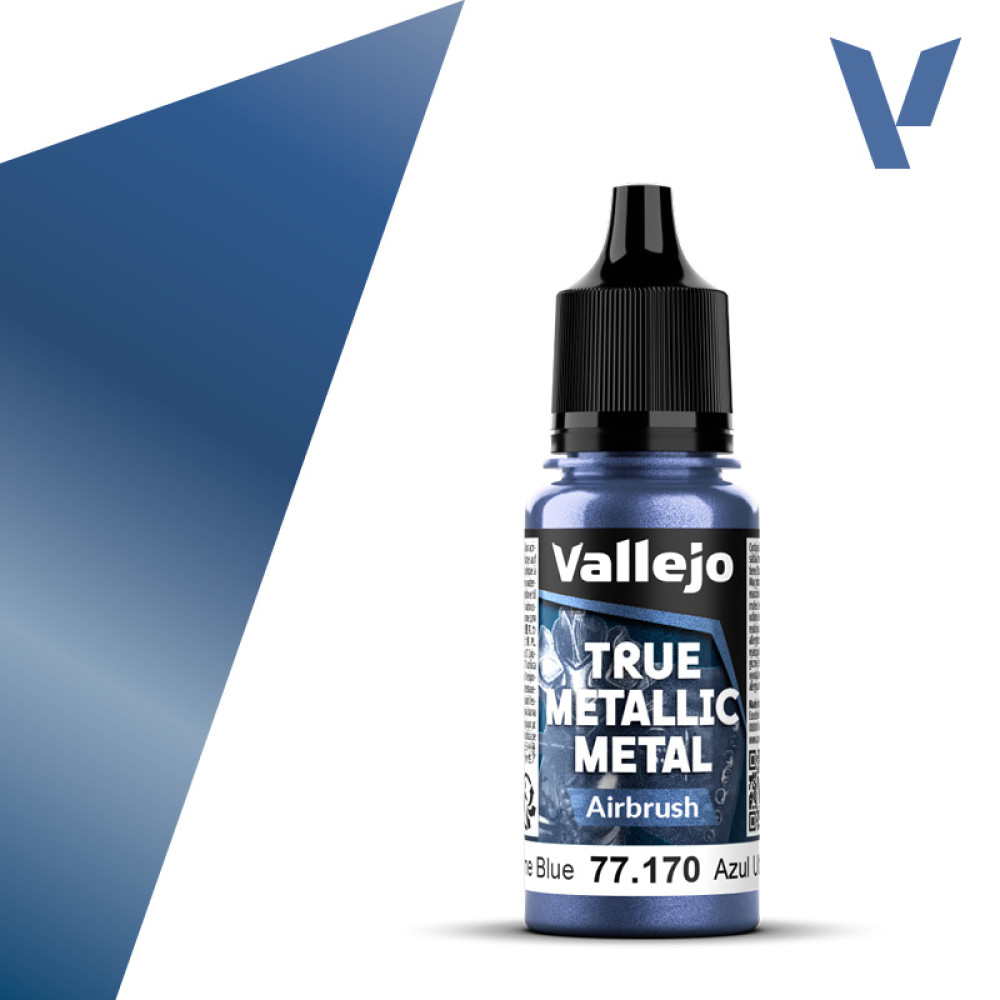 Акрилова фарба  Ультрамариново-синій для Аерографа (Ultramarine Blue airbrush) 77.170 Vallejo True Metallic Metal (18мл)