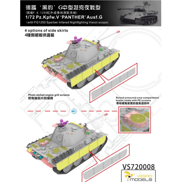 Panzer V Panther Ausf. G Early/Late with F.G.1250  1/72 Vespid Models 720008