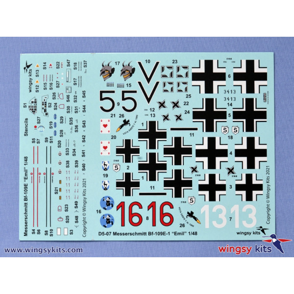 MESSERSCHMITT Bf 109 E-1 1/48 Wingsy Kits D5-07